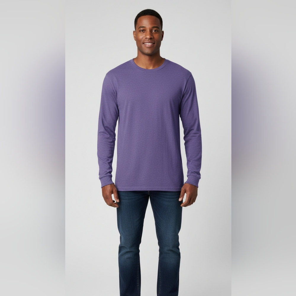 Fruit of the Loom Men's Long Sleeve Tee in Purple